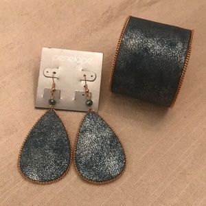 New Teal cuff bracelet and earring set!